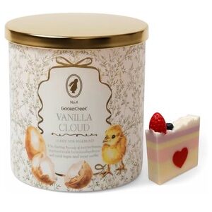 Vanilla Cloud Soy  Scented Candle with Gold Lid with Artisanal Soap  14.5oz